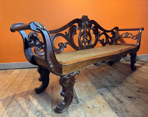 ANGLO INDIAN ROSEWOOD SCROLL BACK BENCH CIRCA 1840 - ADDITIONAL PHOTO 4