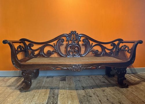 ANGLO INDIAN ROSEWOOD SCROLL BACK BENCH CIRCA 1840 - ADDITIONAL PHOTO 5