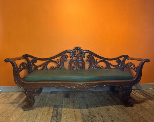 ANGLO INDIAN ROSEWOOD SCROLL BACK BENCH CIRCA 1840 - ADDITIONAL PHOTO 6