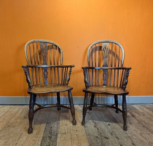 Pair of 19th Century Thames Valley Windsor Elbow Chairs