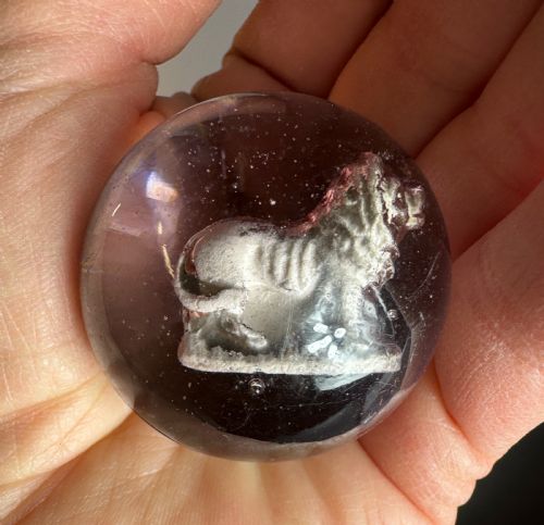 GERMAN SULPHIDE MARBLE WITH A LION - ADDITIONAL PHOTO 1