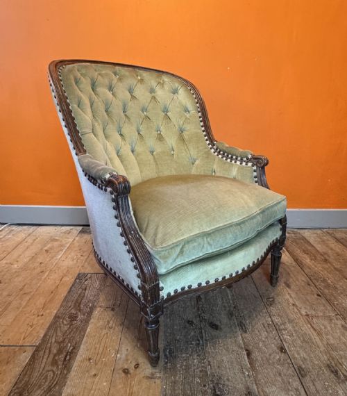 fig 1. French Napoleon III Button Back Tub Armchair