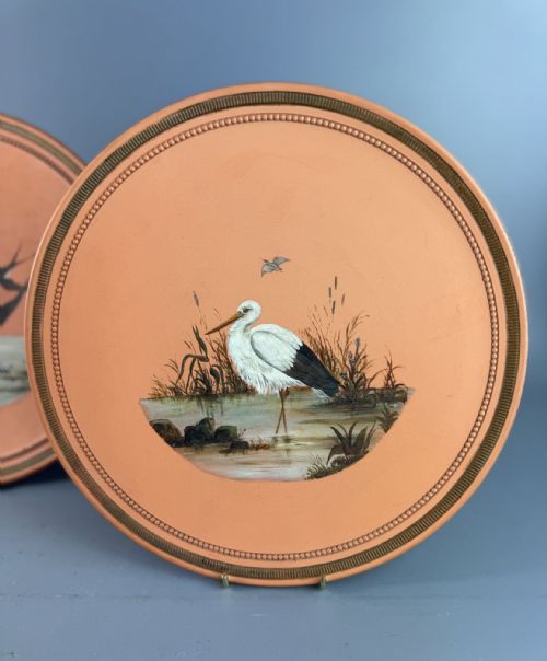 PAIR OF VICTORIAN TORQUAY TERRACOTTA HAND PAINTED WALL PLAQUES - ADDITIONAL PHOTO 2