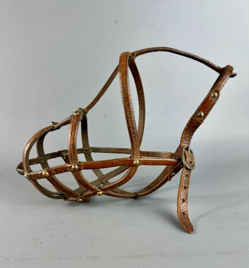 Victorian Leather Dog Muzzle by Garstin, London 1885