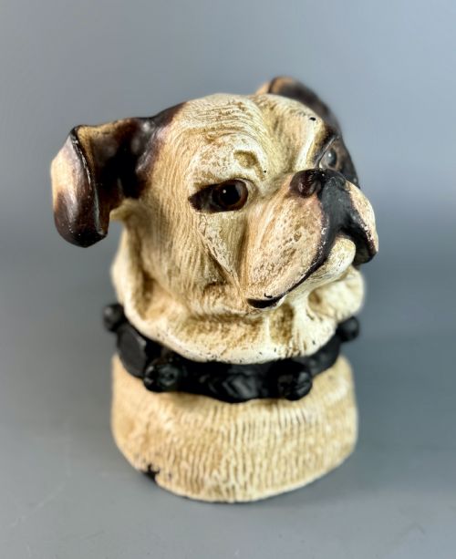 Vintage Pottery Bulldog's Head Tobacco Jar