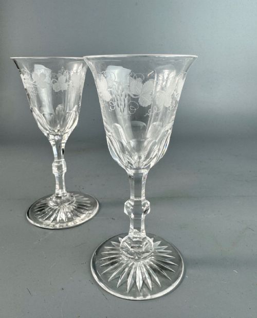 SET OF SIX EDWARDIAN VINE ENGRAVED SHERRY PORT GLASSES - ADDITIONAL PHOTO 2