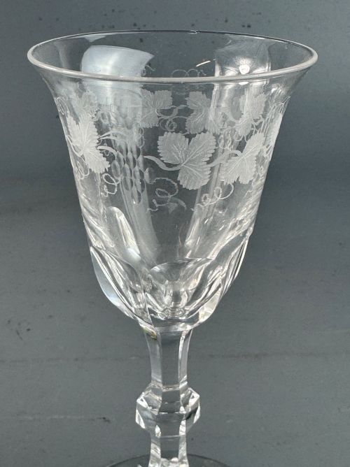 SET OF SIX EDWARDIAN VINE ENGRAVED SHERRY PORT GLASSES - ADDITIONAL PHOTO 3