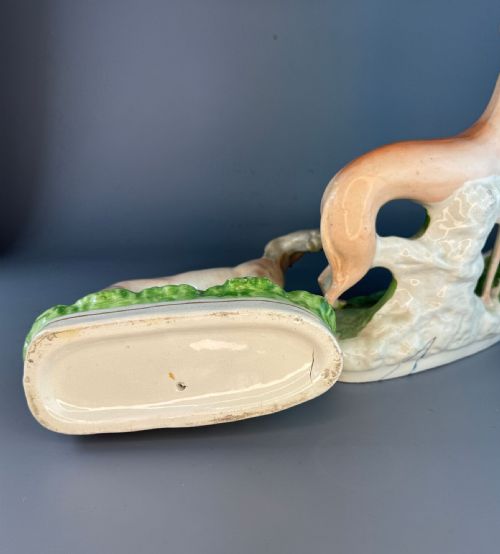 'HARES GRACES' LARGE PAIR OF VICTORIAN STAFFORDSHIRE GREYHOUNDS WITH HARES - ADDITIONAL PHOTO 5