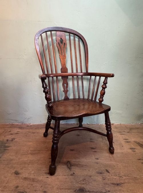 19th Century Ash & Elm Hoop Back Windsor Elbow Chair