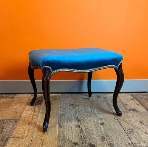 19th Century French Walnut Stool in Louis Xv Style