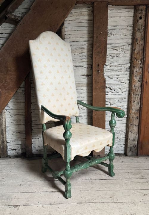 Antique Highback Open Armchair in William & Mary Style