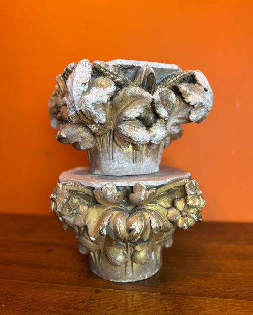 PAIR OF 19TH CENTURY CARVED STONE ARCHITECTURAL CAPITALS - ADDITIONAL PHOTO 3