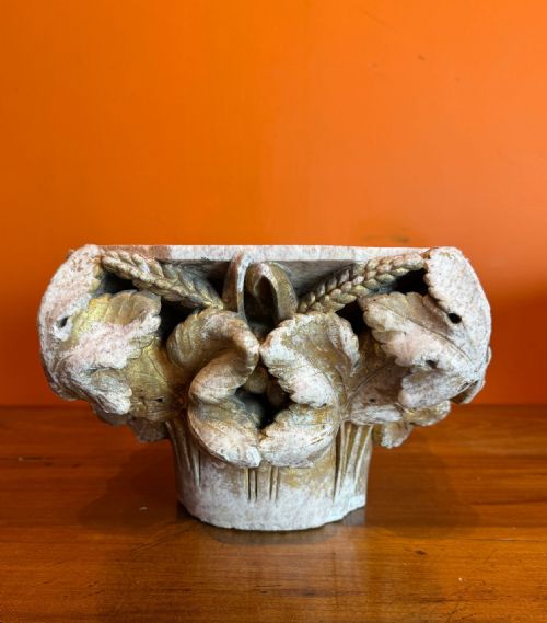 PAIR OF 19TH CENTURY CARVED STONE ARCHITECTURAL CAPITALS - ADDITIONAL PHOTO 7