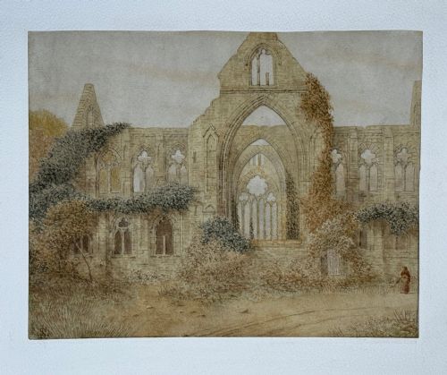 Romantic School Watercolour of Tintern Abbey Circa 1830
