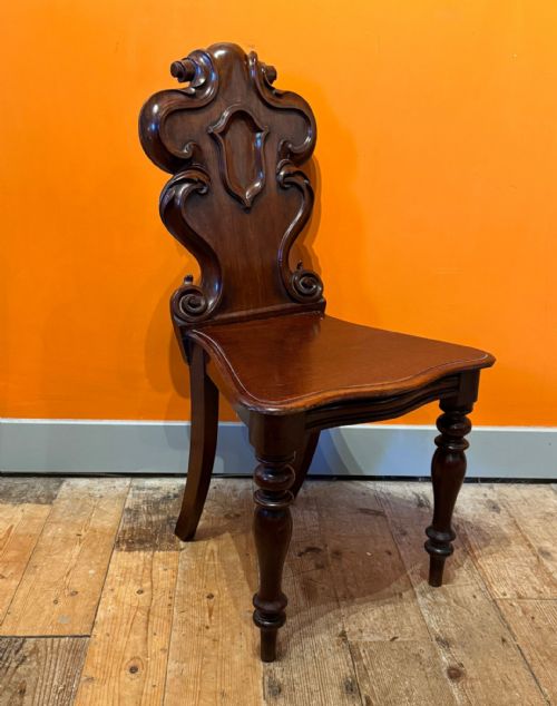 VICTORIAN MAHOGANY HALL CHAIR - ADDITIONAL PHOTO 1