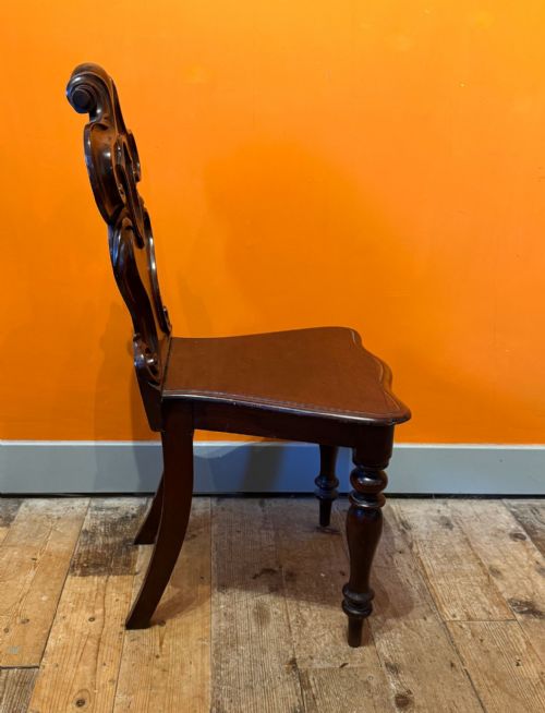 VICTORIAN MAHOGANY HALL CHAIR - ADDITIONAL PHOTO 4