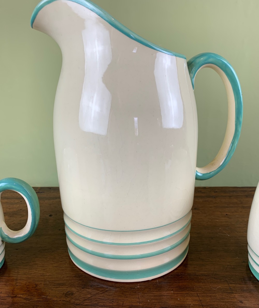 Art Deco Grays Pottery jug and four matching mugs View III