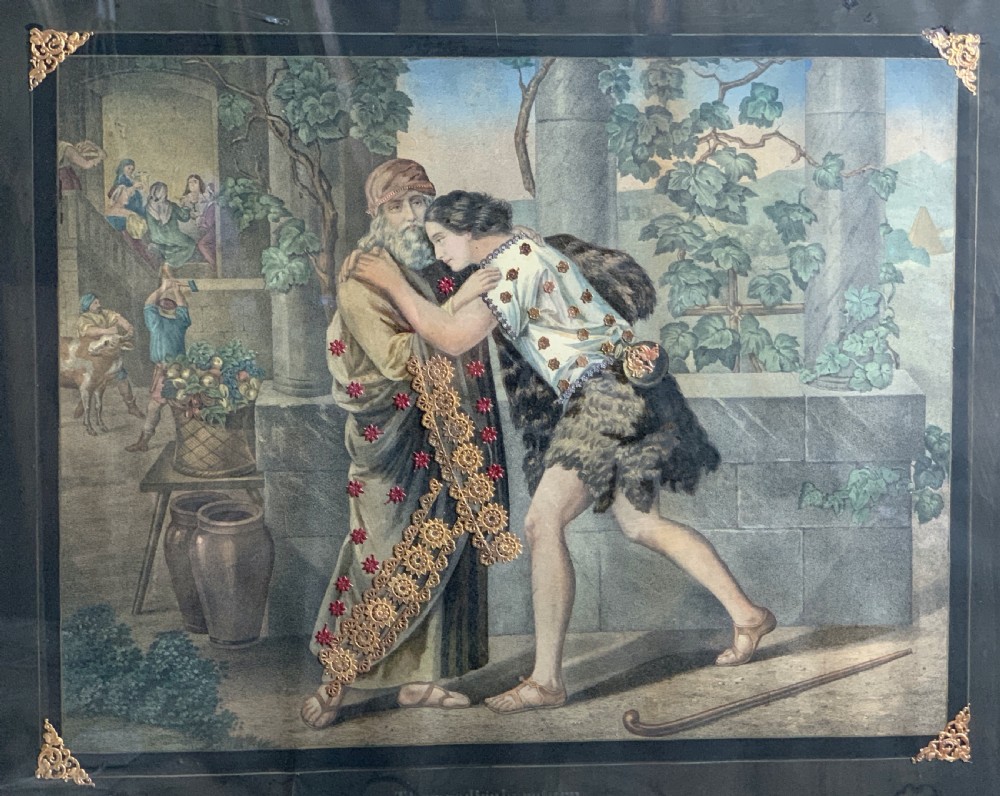 Pair of Victorian Tinsel Embellished Mezzotints View III
