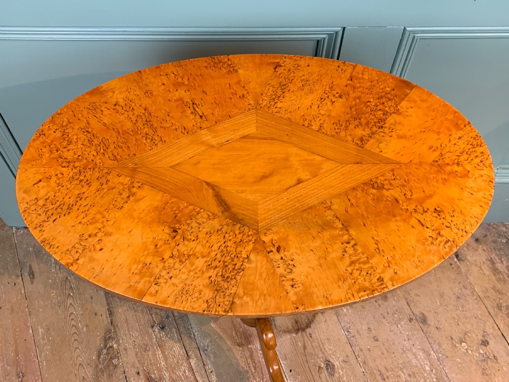 Swedish Biedermeier Karelian birch occasional tripod table View IV