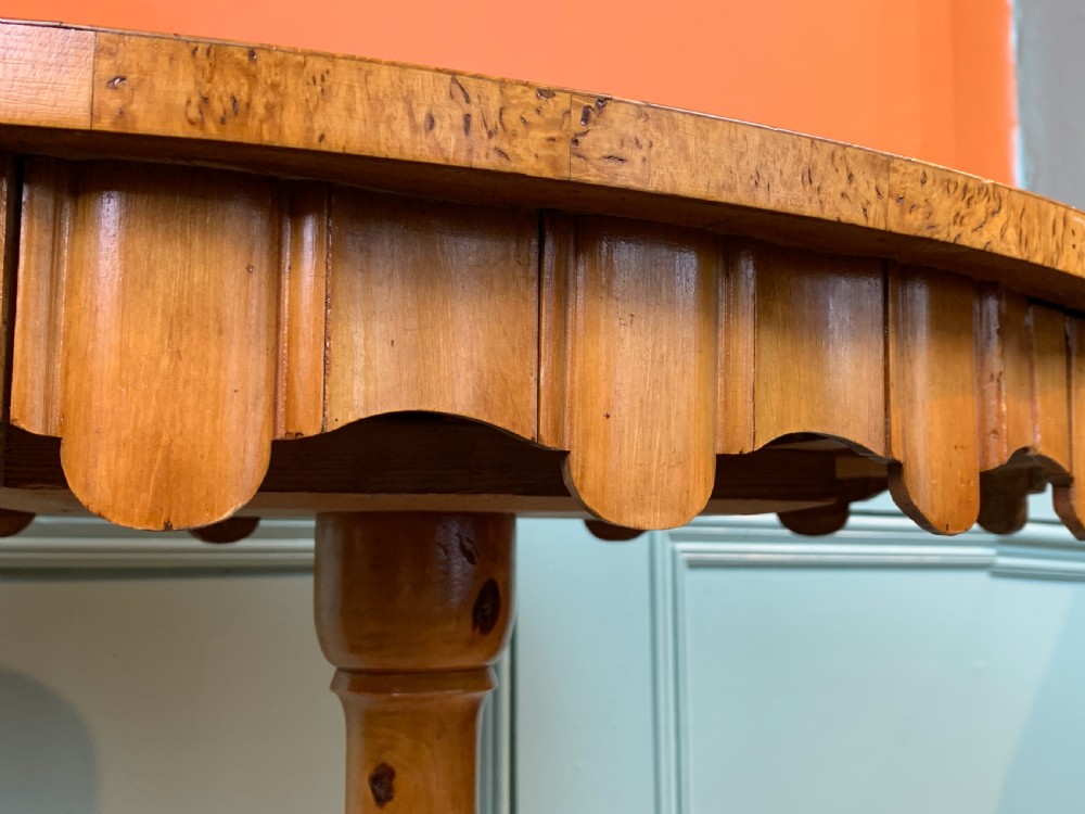 Swedish Biedermeier Karelian birch occasional tripod table View VII