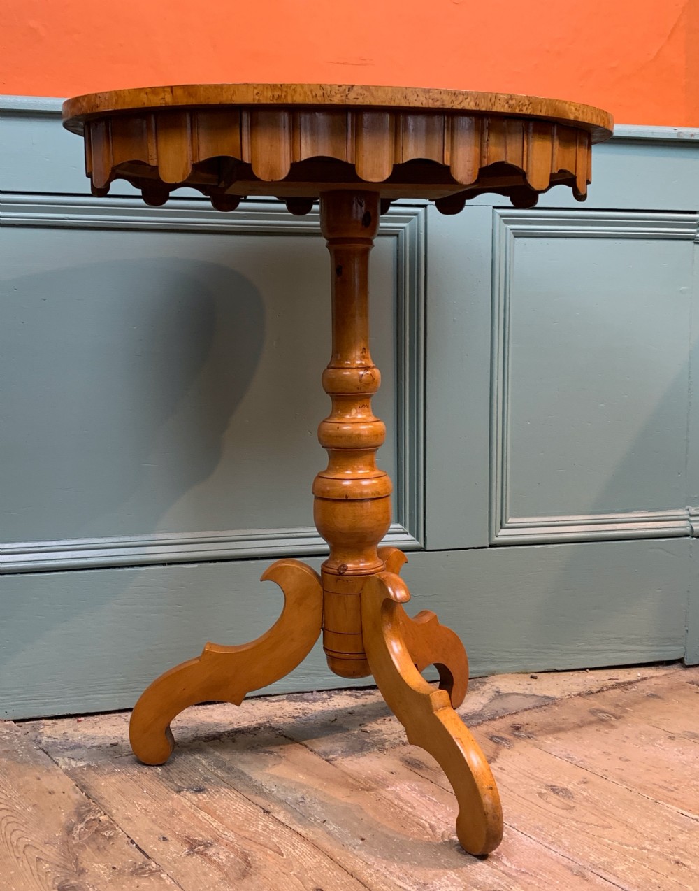 Swedish Biedermeier Karelian birch occasional tripod table View VIII