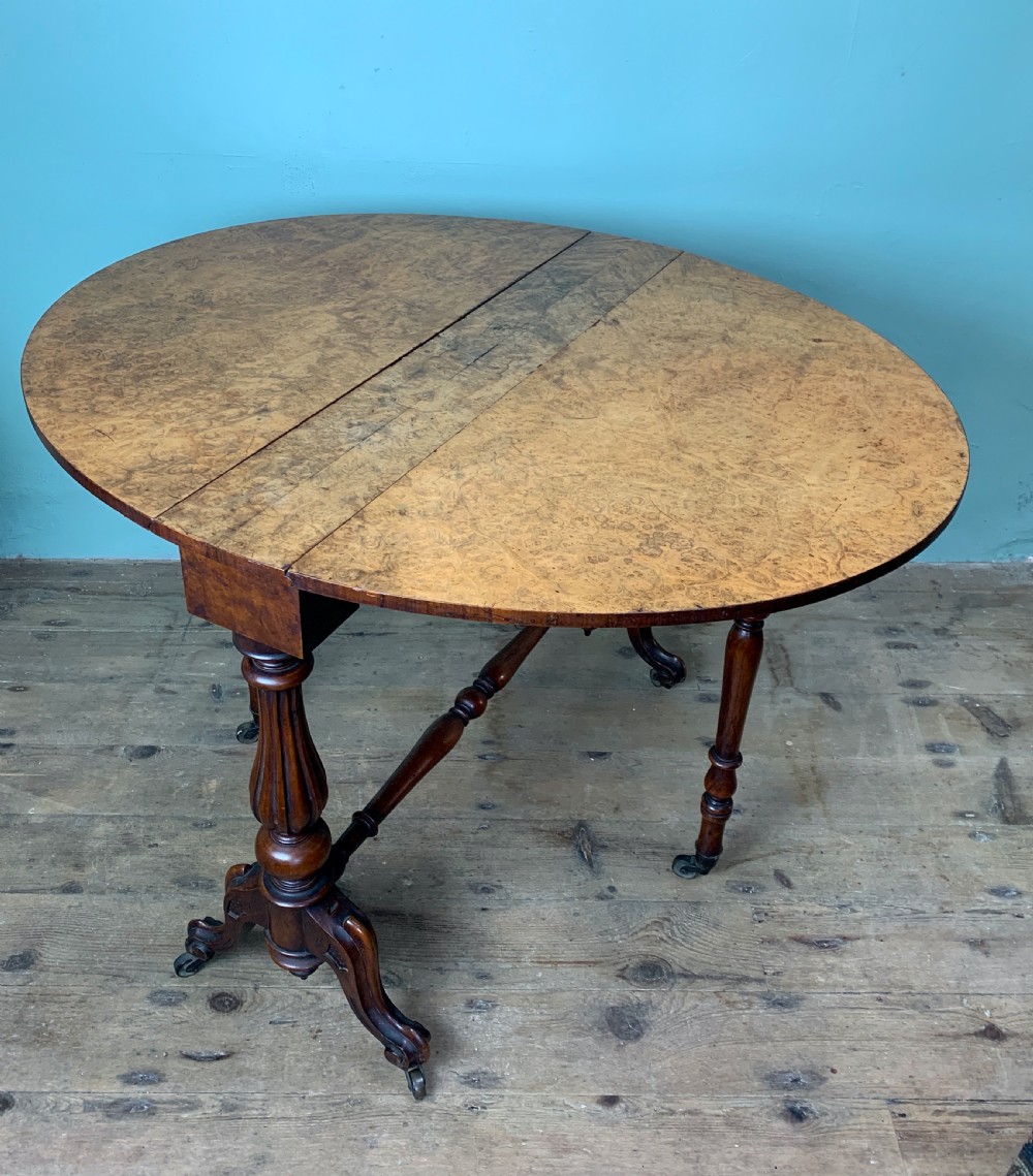 Victorian burr walnut oval Sutherland table View VII