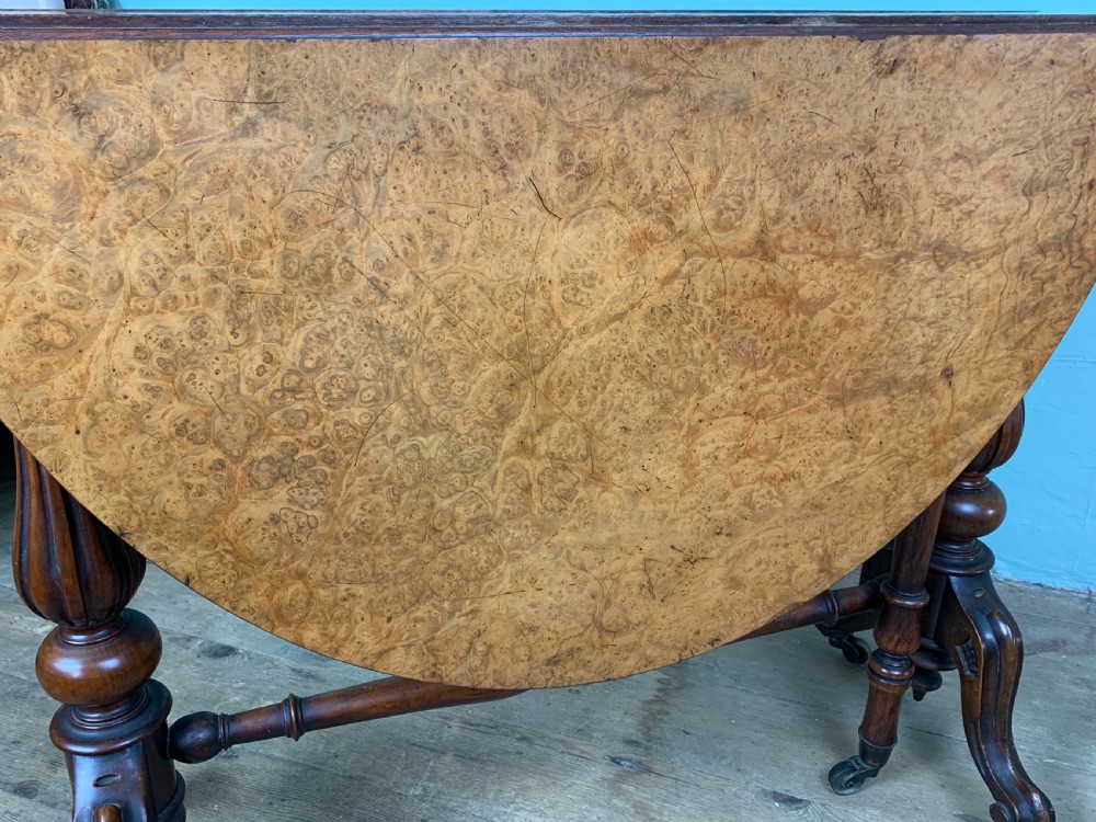 Victorian burr walnut oval Sutherland table View VIII
