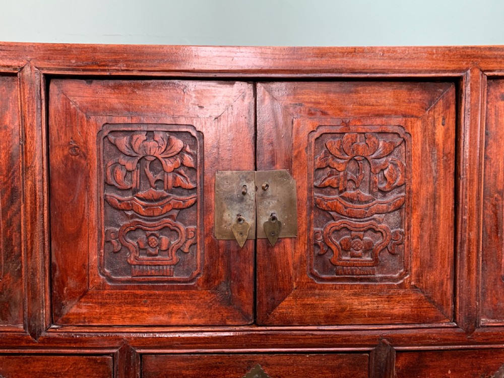 Chinese carved elm wedding chest View V