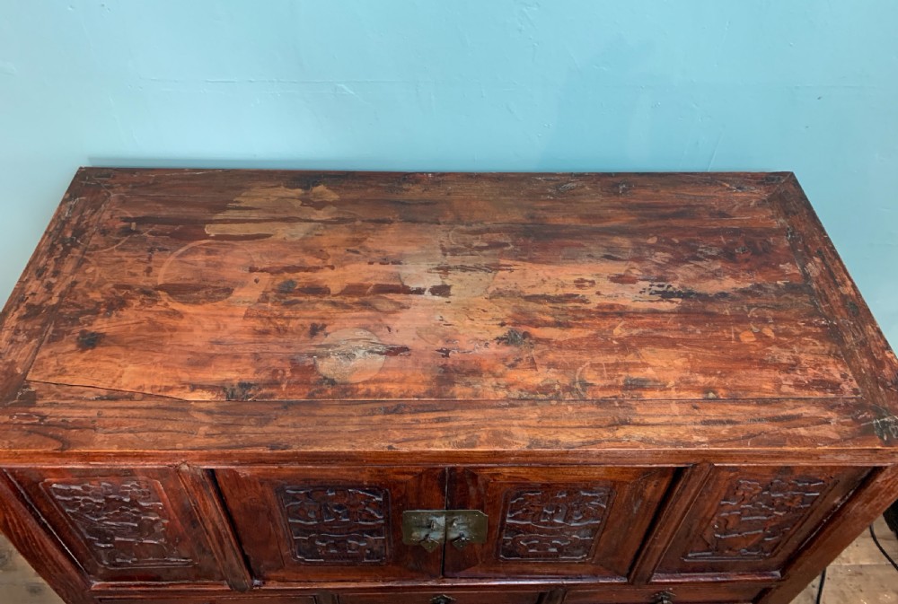 Chinese carved elm wedding chest View VIII