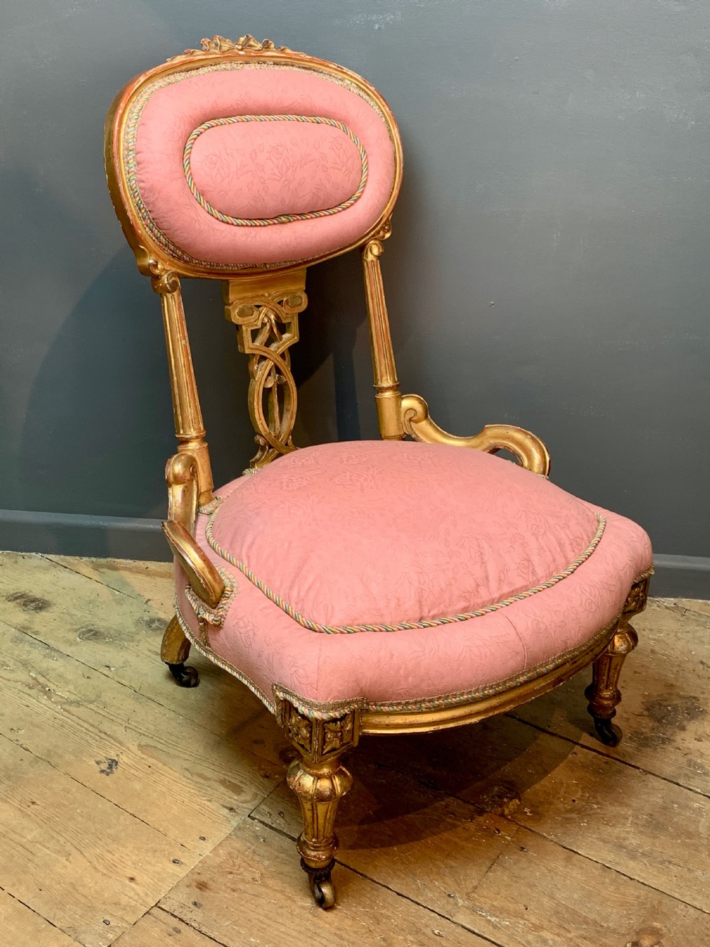 Victorian giltwood occasional bedroom chair  View II
