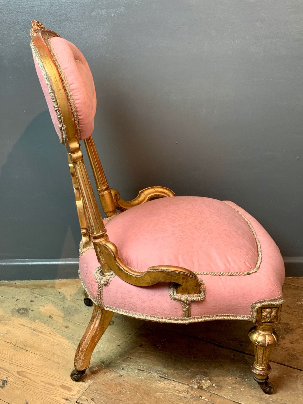 Victorian giltwood occasional bedroom chair  View V
