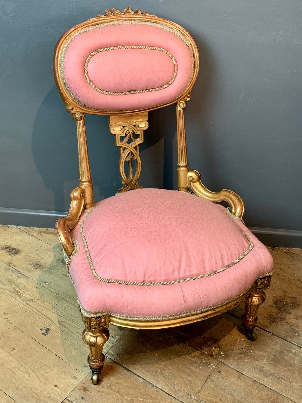 Victorian giltwood occasional bedroom chair  View VI