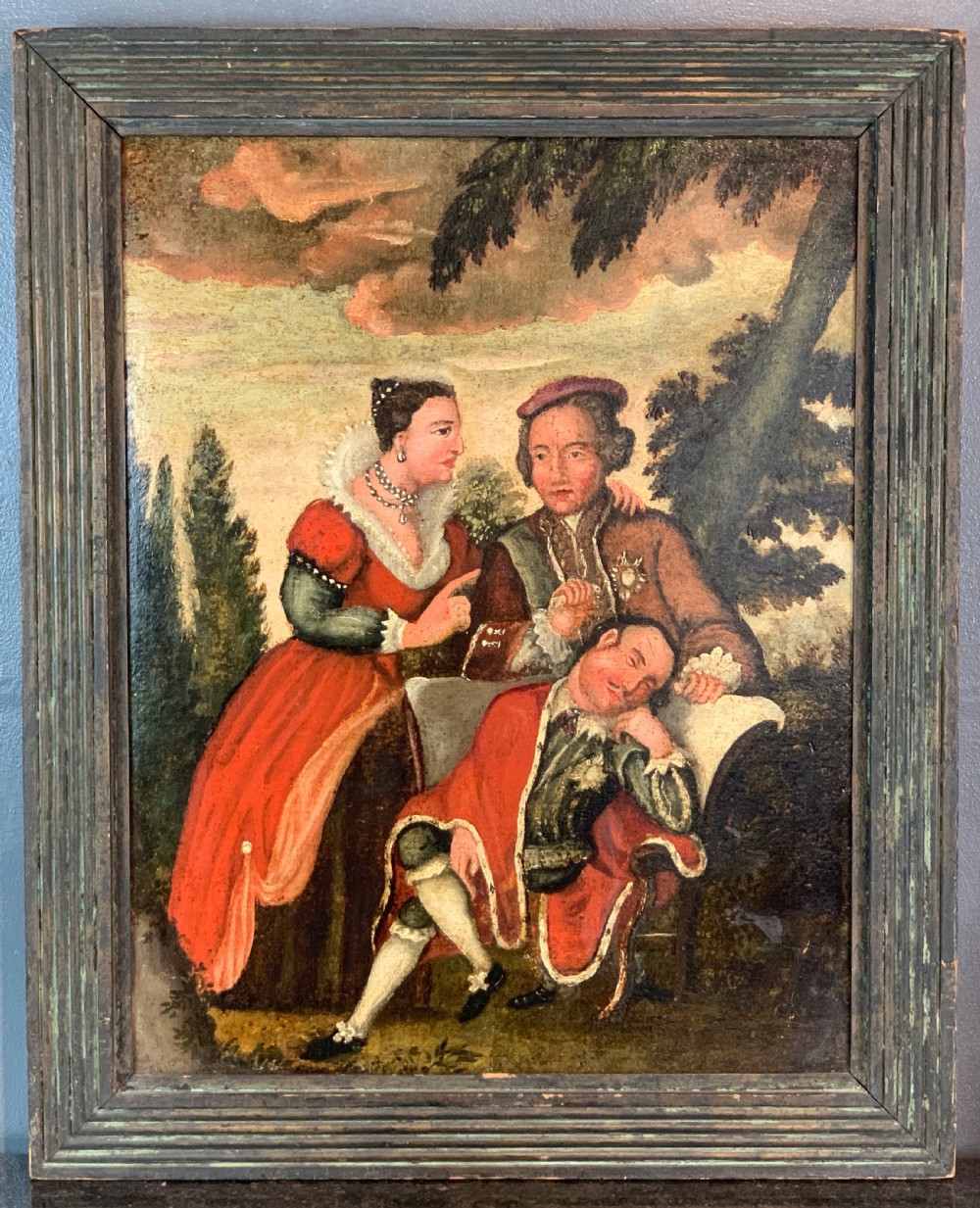 Early 19th C Naive vernacular allegorical oil painting of Scottish interest