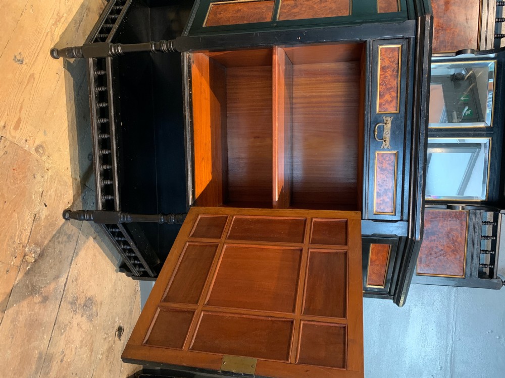 Aesthetic Movement ebonised mahogany & thuya wood hand painted cabinet by Hewetson & Thexton View V