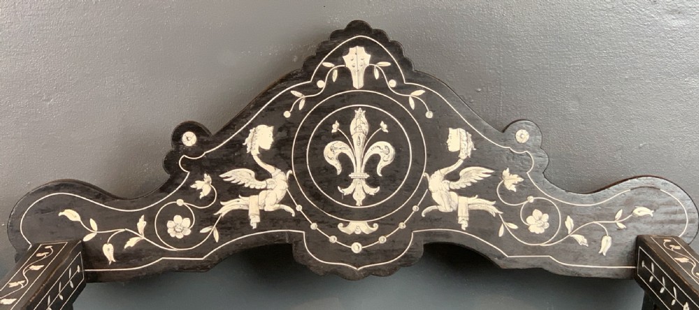 Antique Florentine Italian Ebonised & Inlaid Savonarola Chair View IV