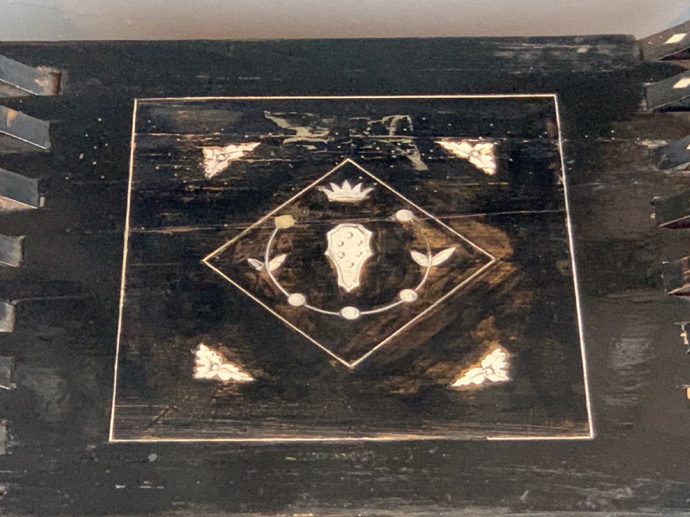 Antique Florentine Italian Ebonised & Inlaid Savonarola Chair View VI