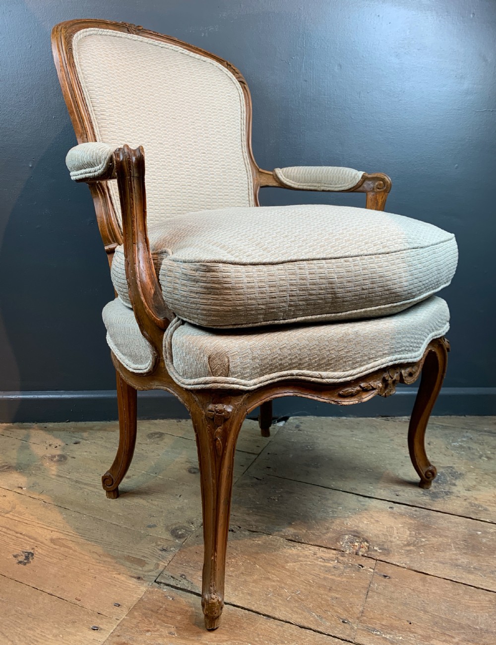 Antique French Louis XV Style Fauteuil Armchair  View II