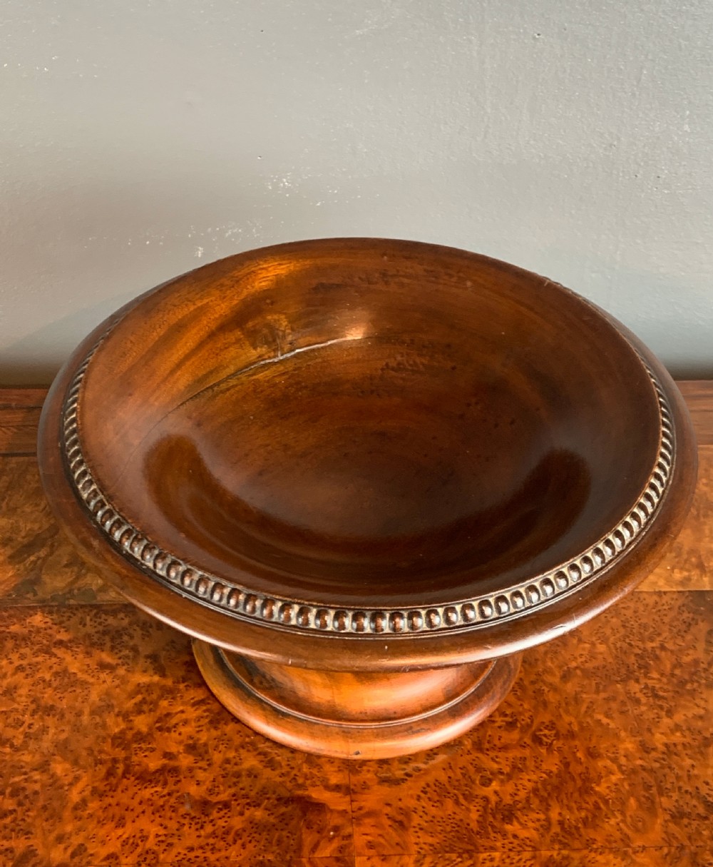 Edwardian turned mahogany comport with gadrooned edge View III