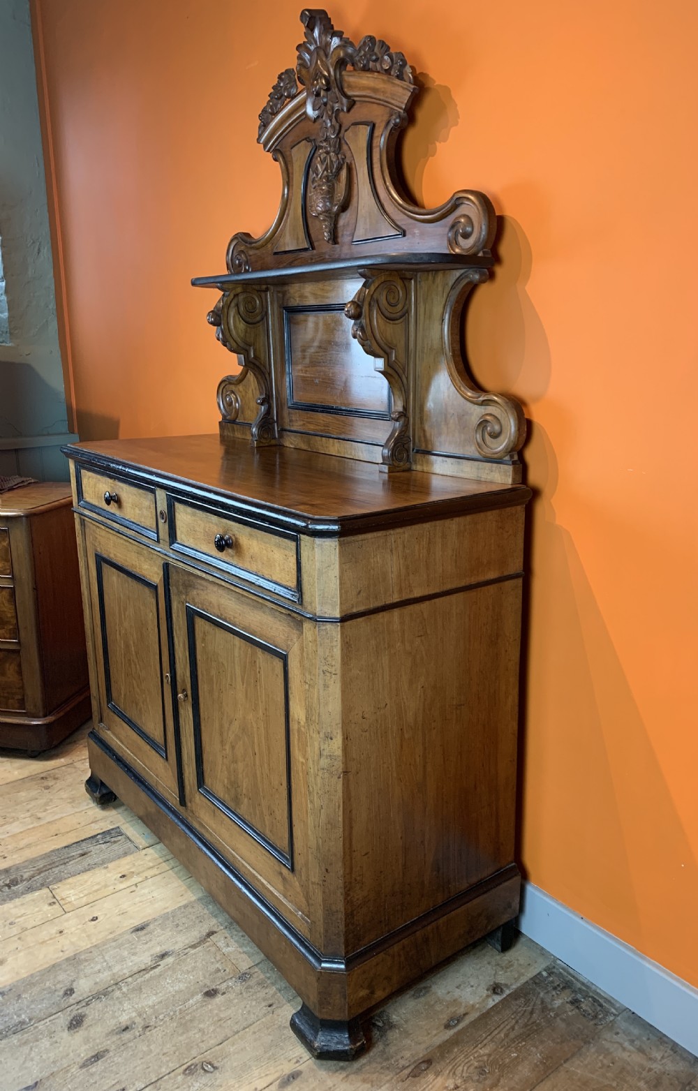 Continental / French carved walnut and ebonised buffet View VI