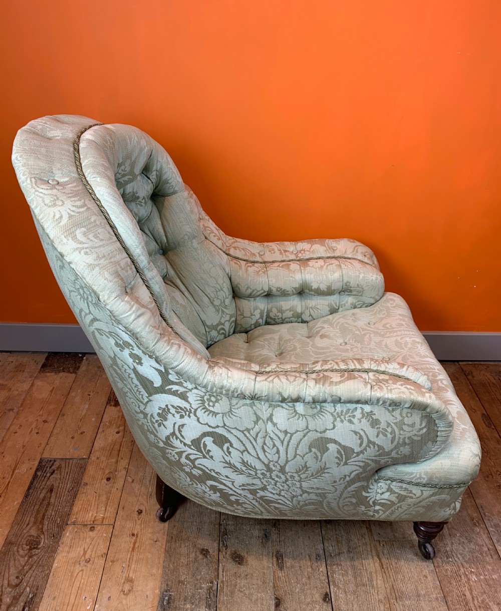 Victorian iron framed button back armchair by Cornelius V Smith View V