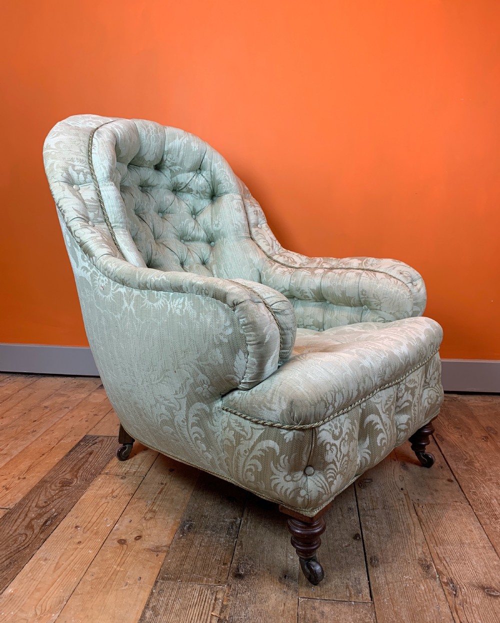 Victorian iron framed button back armchair by Cornelius V Smith View VII