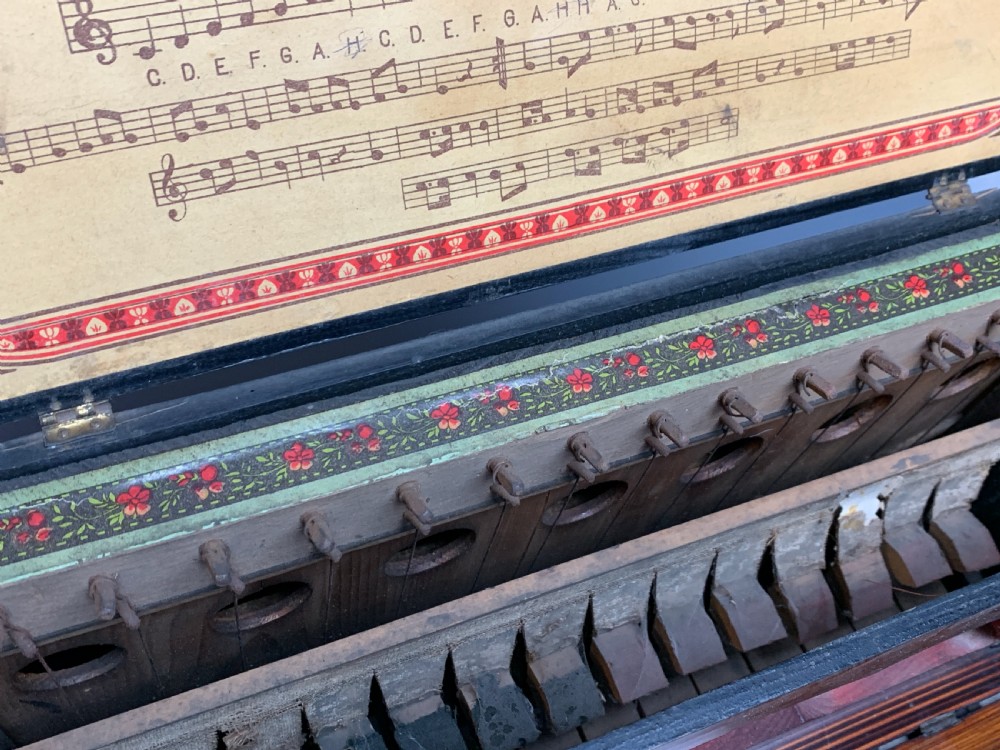 Antique German child's toy piano with faux bois case, circa 1910 View VI