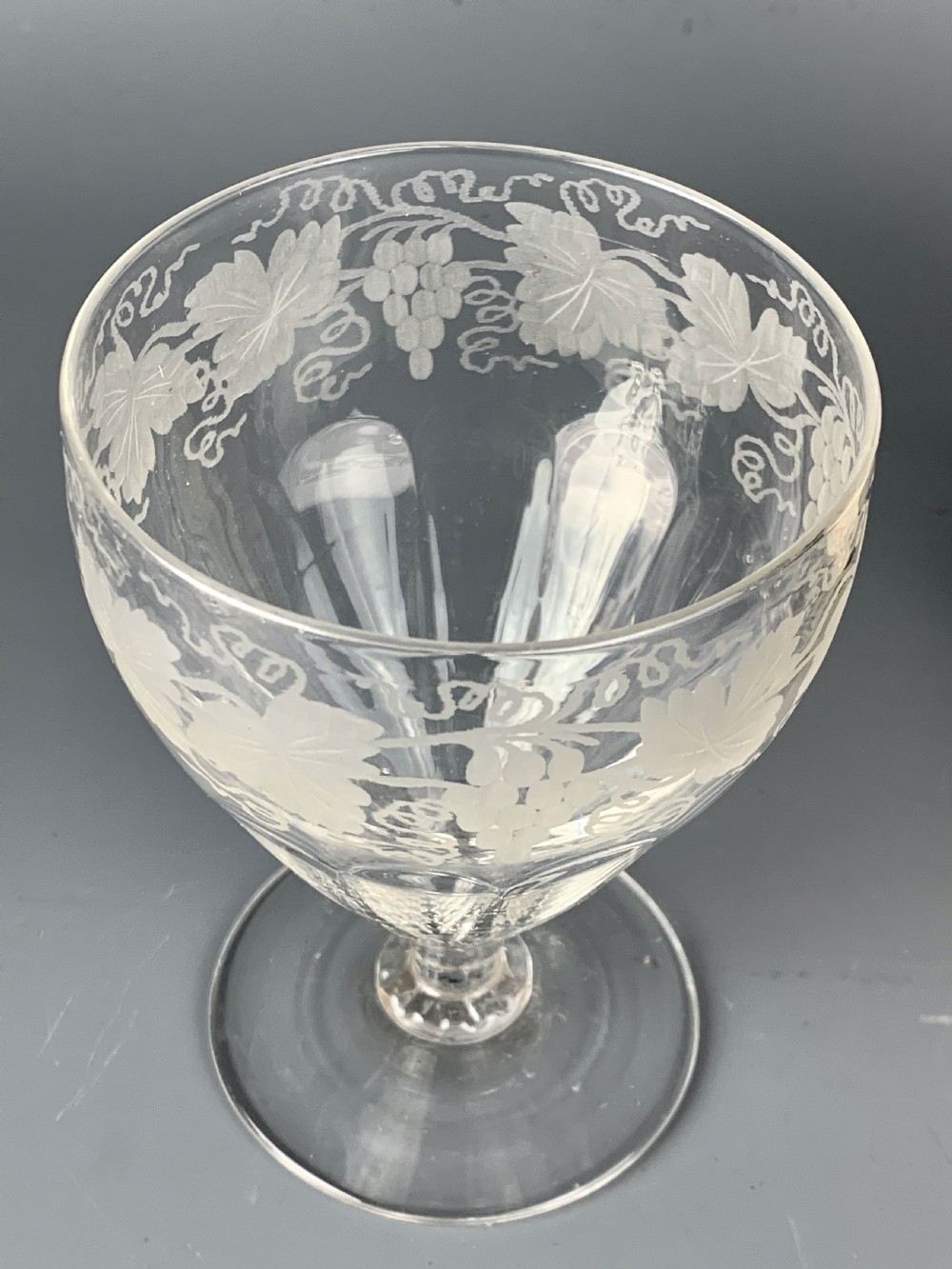Regency vine engraved glass rummer wine glass View II