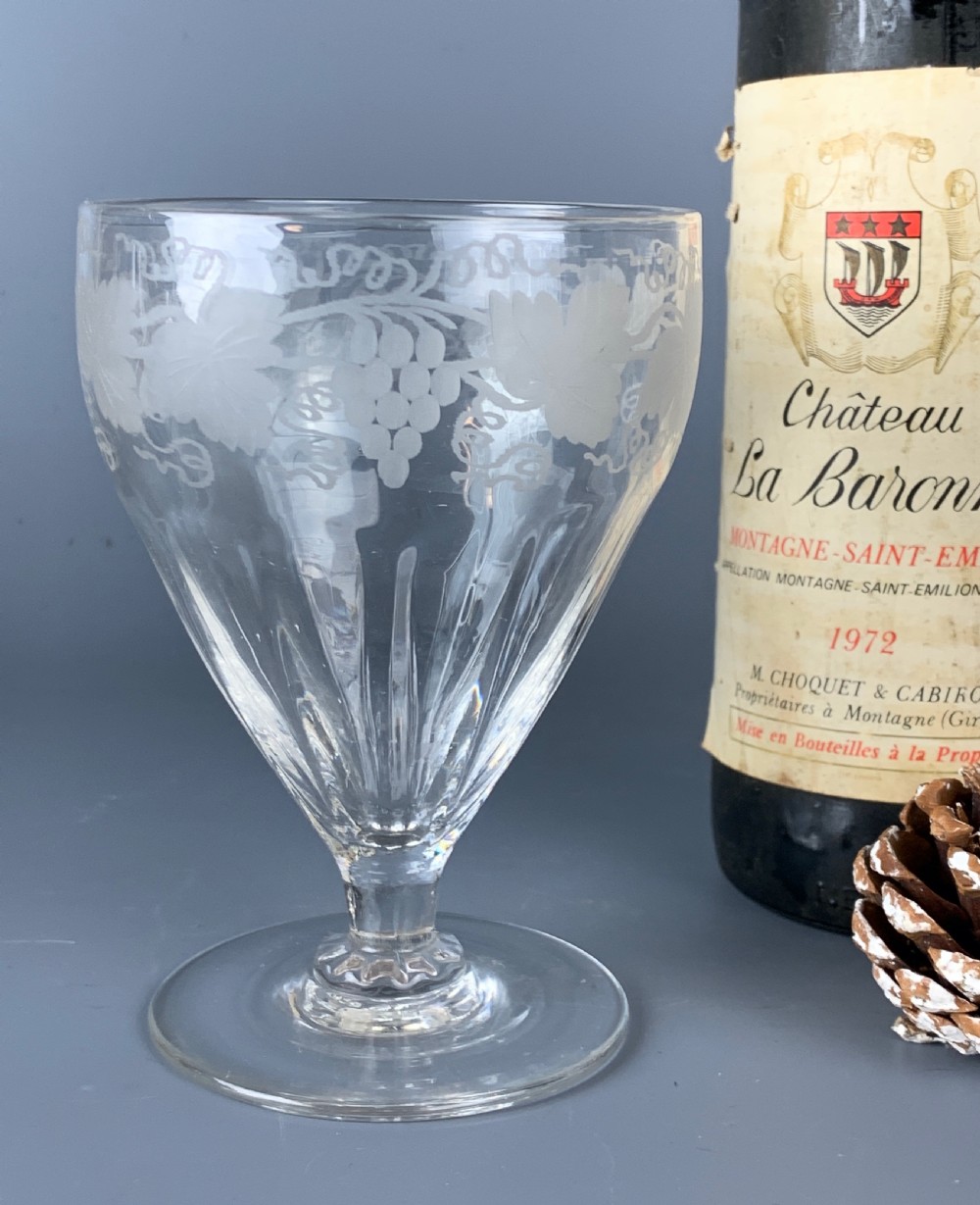 Regency vine engraved glass rummer wine glass View IV
