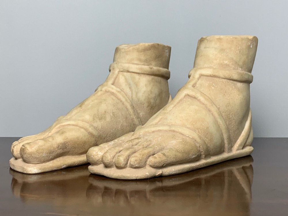 Pair of carved marble Roman feet After the Antique View II
