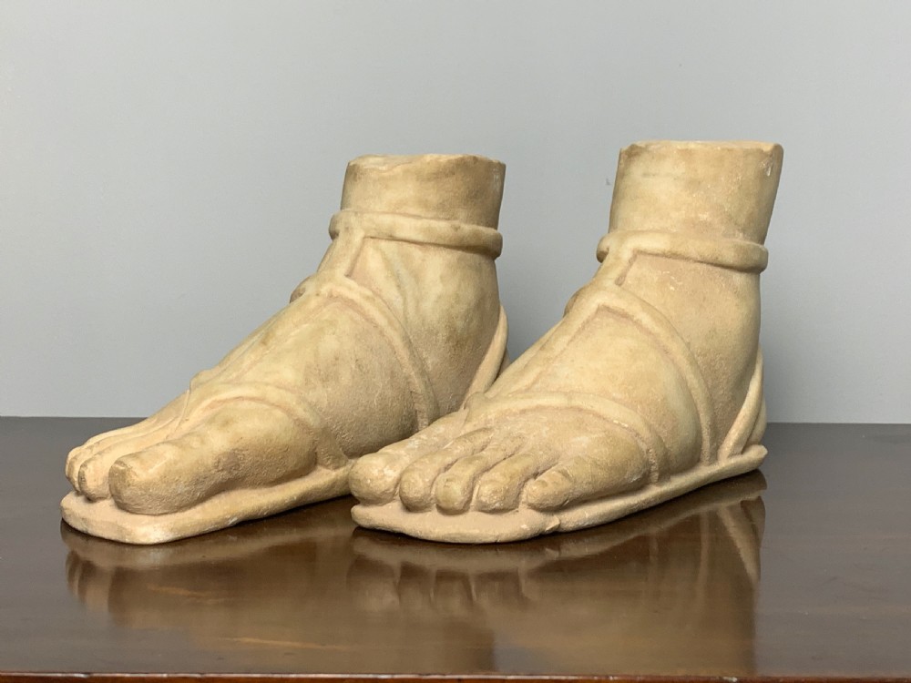 Pair of carved marble Roman feet After the Antique View VII