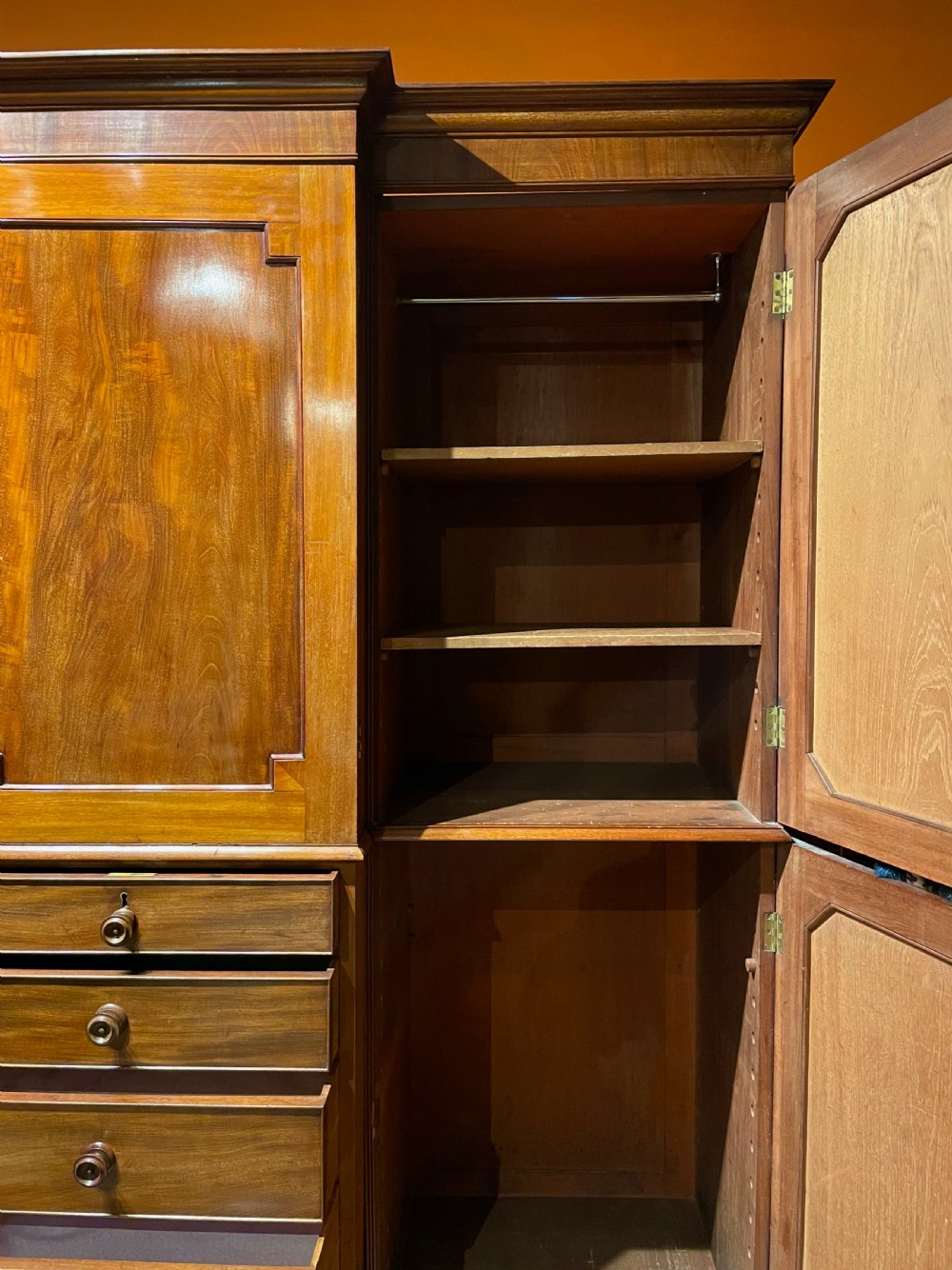 Regency mahogany breakfront compactum wardrobe from Warleigh Manor, Bath View V