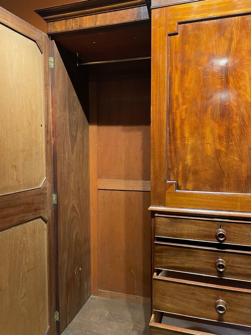 Regency mahogany breakfront compactum wardrobe from Warleigh Manor, Bath View VI