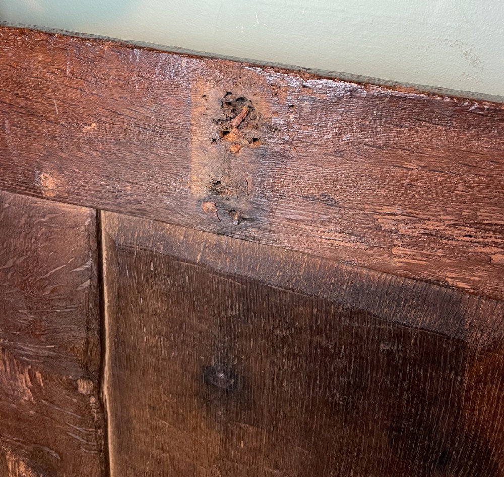 17th century oak three panel coffer View IX
