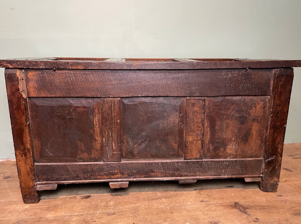 17th century oak three panel coffer View XI